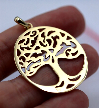 Genuine 9ct 9k Yellow Gold Oval Filigree Tree Of Life Pendant -Free Express Post