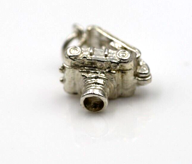 Genuine Sterling Silver 925 Camera Photographer Open Pendant / Charm