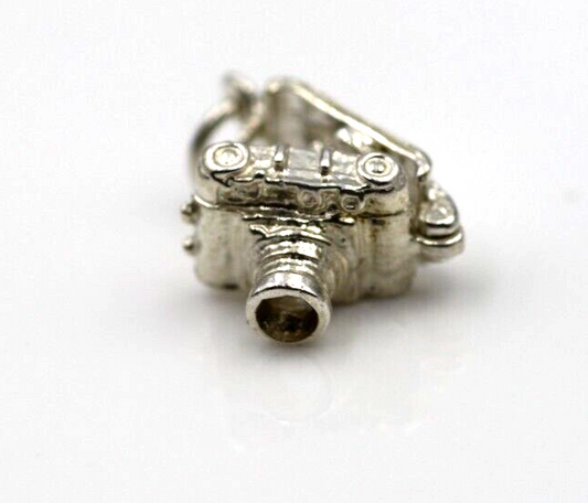 Genuine Sterling Silver 925 Camera Photographer Open Pendant / Charm