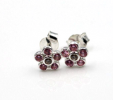 Sterling Silver 925 Small Cubic Zirconia 7mm Flower Earrings *Free post in oz