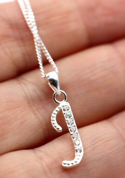 Sterling Silver Cubic Zirconia Initial Pendants A to Z with 45cm + 5cm Extender Chain