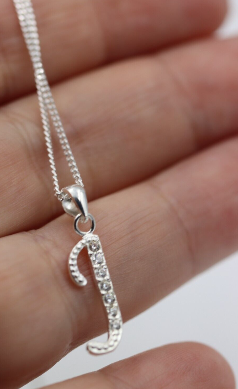 Sterling Silver Cubic Zirconia Initial Pendants A to Z with 45cm + 5cm Extender Chain