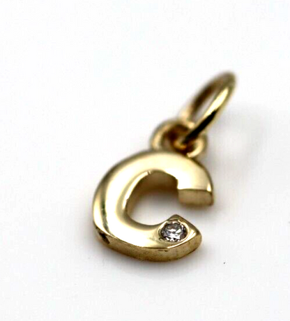 Genuine 9ct Yellow Gold Diamond Set Initial Small Pendant Charm A to Z