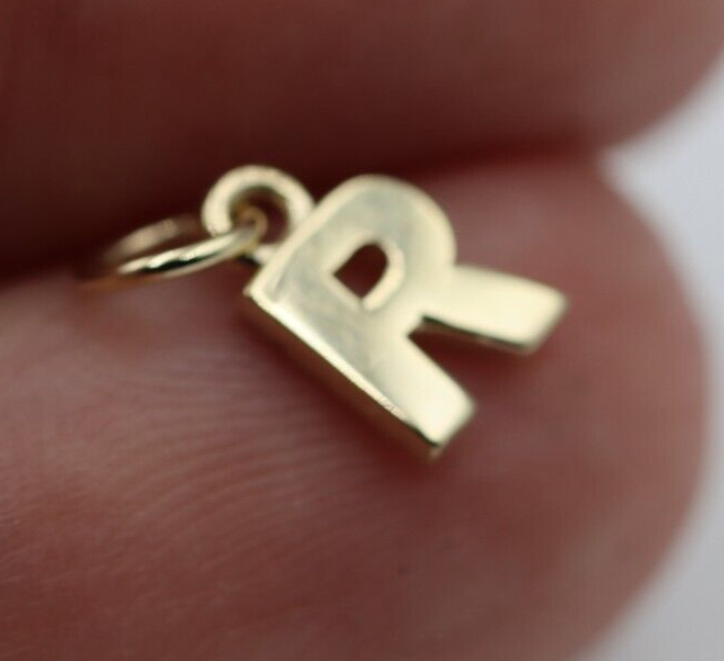 Genuine 9ct 9kt Genuine Small Yellow Gold Initial Pendant Charm - 8mm x 6mm - A to Z