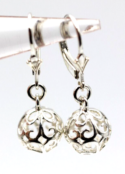 Genuine Sterling Silver Ball Earrings 10mm Continental Clip Earrings