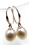 Kaedesigns Delicate 9ct 9k Rose Gold 9mm x 7mm Oval Pearl Hook Earrings