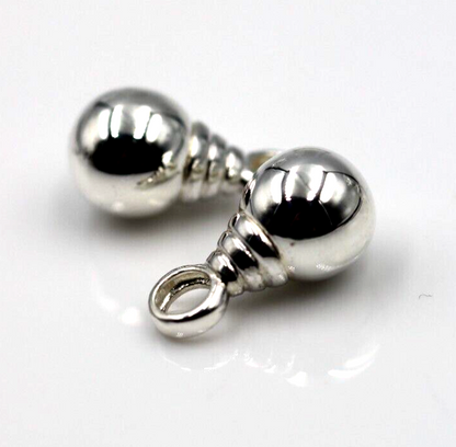 Genuine New Sterling Silver 10mm Plain Balls Charm Earrings