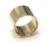Size O Heavy 9ct Yellow, Rose or White Gold Full Solid 16mm Wide Flat Profile Band Cigar Ring