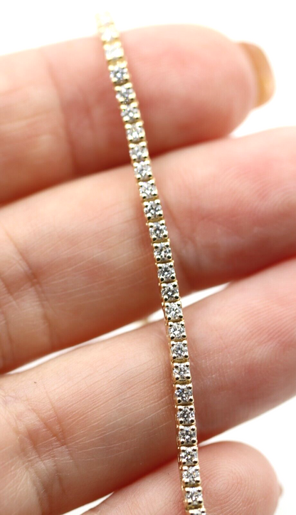 Genuine 9ct 375 Yellow, Rose or White Gold 2ct Lab-Created Diamond Tennis Bracelet -Free Post