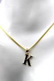 9ct Yellow Gold Diamond Set Block Initial Small Pendant Charm A to Z + Sterling Silver Chain (Gold plated)