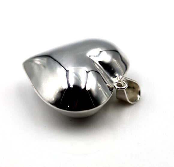 Genuine New Sterling Silver 925 Medium Puffy Bubble Heart Pendant -Free post