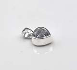 Sterling Silver 925 Small Bezel Set CZ Heart Pendant / Charm - Free Post
