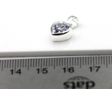 Sterling Silver 925 Small Bezel Set CZ Heart Pendant / Charm - Free Post