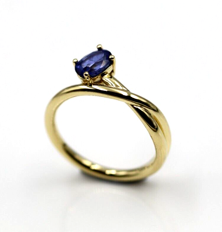 Kaedesigns New Genuine 18ct Yellow, Rose or White Gold Ceylon Blue Sapphire Twist Dress Ring