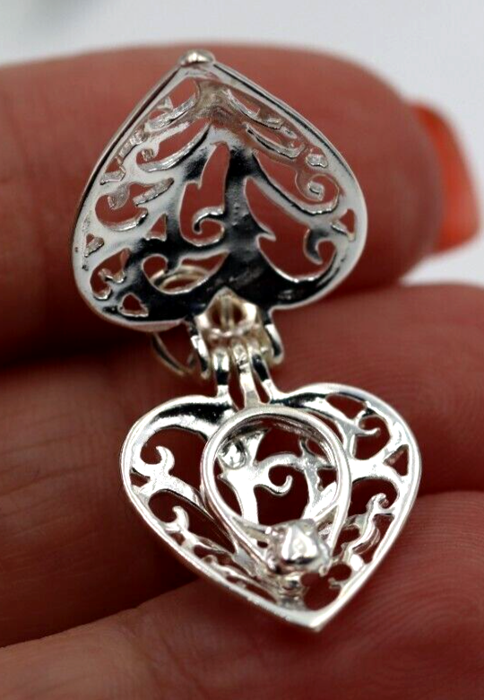 Genuine New Sterling Silver 925 Filigree Heart Locket Pendant