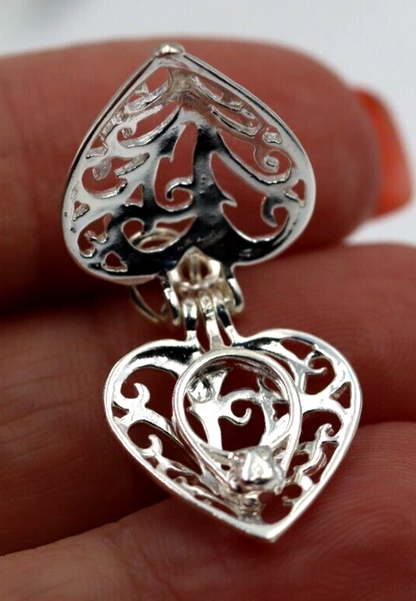 Genuine New Sterling Silver 925 Filigree Heart Locket Pendant