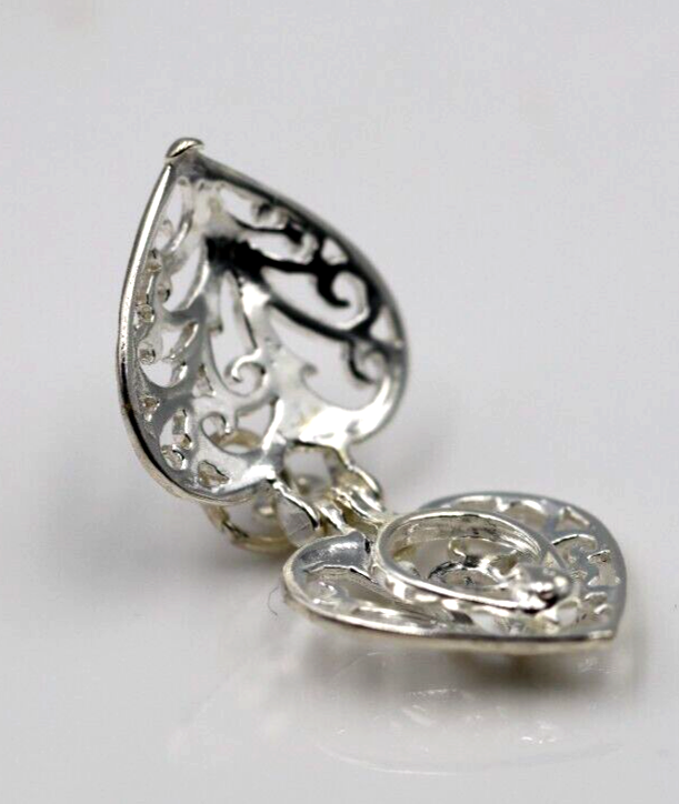 Genuine New Sterling Silver 925 Filigree Heart Locket Pendant