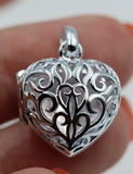 Genuine Sterling Silver 925 Heavy Filigree Heart Locket Pendant-Free Express Post