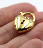 Sterling Silver 925 Gold Plated Bubble Heart Padlock Pendant 18mm -Free Post
