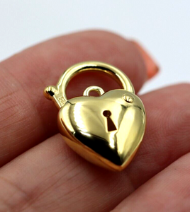 Sterling Silver Gold Plated 925 Bubble Heart Padlock Pendant 15mm