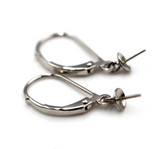 Genuine Sterling Silver 925 Continental Clips With Pearl Cup - Free Post