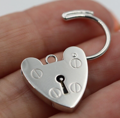 Medium 15mm Sterling Silver 925 Screw Heart Pendant Padlock