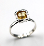 Size N Genuine Sterling Silver Yellow Citrine Clover Ring