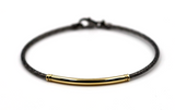 Sterling Silver 925 Black Gold Plated Braided Bracelet With HGP Bar-Free post