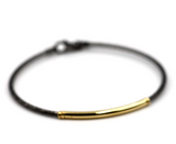 Sterling Silver 925 Black Gold Plated Braided Bracelet With HGP Bar-Free post