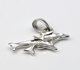 Genuine Sterling Silver 925 Double Two Dolphin Pendant -Free post in oz