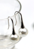 Sterling Silver 925 10mm Shell Pearl Ball Drop Earrings
