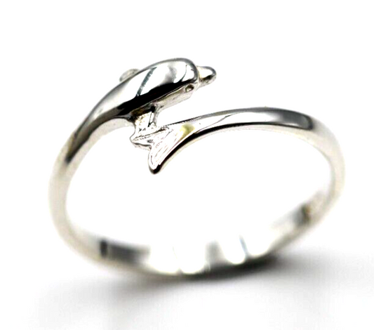 Size P Kaedesigns Delicate Genuine Sterling Silver Dolphin Ring