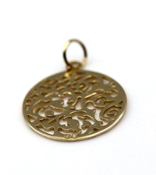 Genuine Solid 9ct 9kt Yellow, White Or Rose Gold Round Filigree Pendant