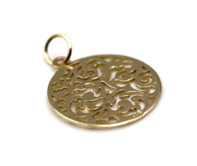 Genuine Solid 9ct 9kt Yellow, White Or Rose Gold Round Filigree Pendant