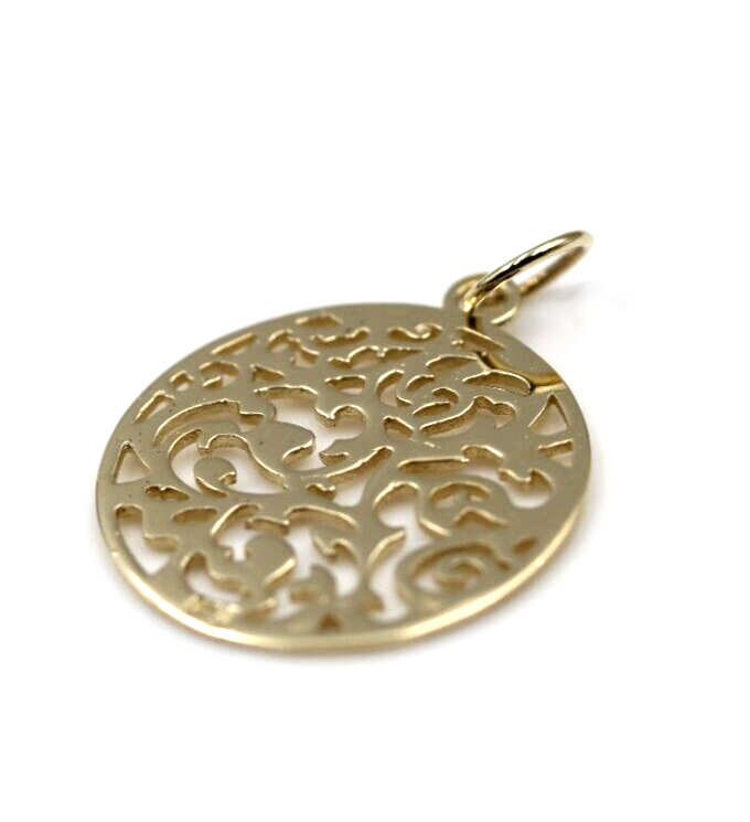 Genuine Solid 9ct 9kt Yellow, White Or Rose Gold Round Filigree Pendant