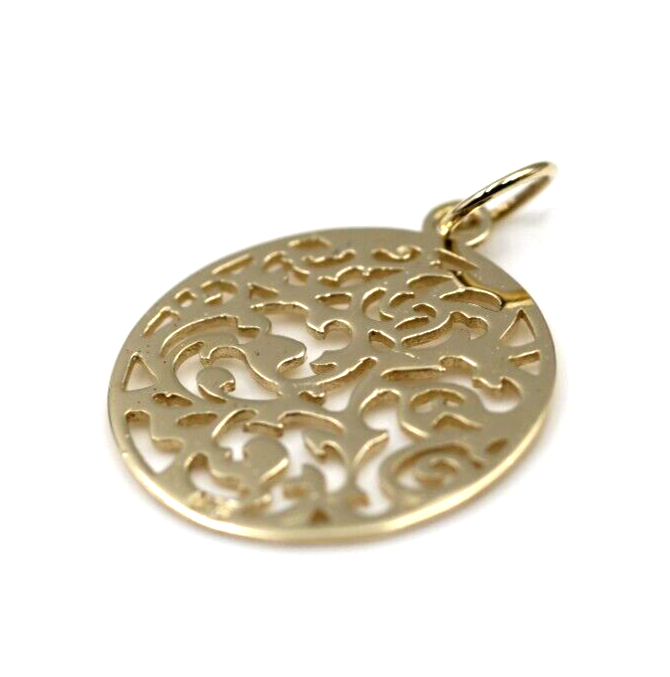 Genuine Solid 9ct 9kt Yellow, White Or Rose Gold Round Filigree Pendant