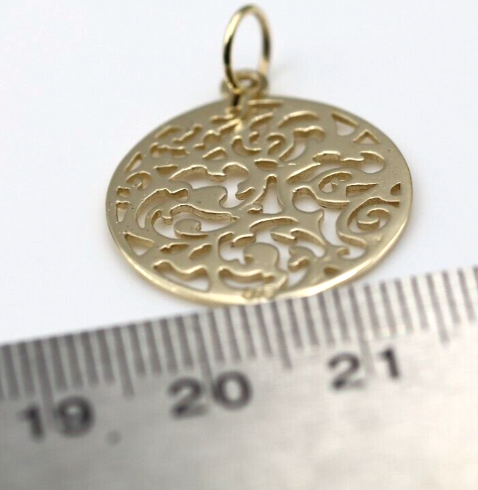 Genuine Solid 9ct 9kt Yellow, White Or Rose Gold Round Filigree Pendant