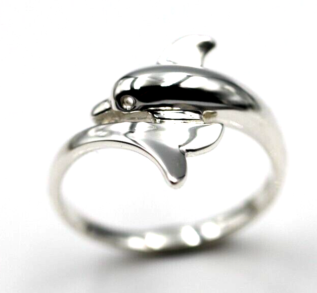 Genuine New 9ct Yellow or Rose or White Gold or Sterling Silver Dolphin Ring