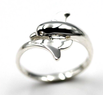 Genuine New 9ct Yellow or Rose or White Gold or Sterling Silver Dolphin Ring