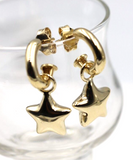 Genuine 9ct 9kt Large Yellow, Rose or White Gold Dangle Bubble Puffed Star Stud Earrings
