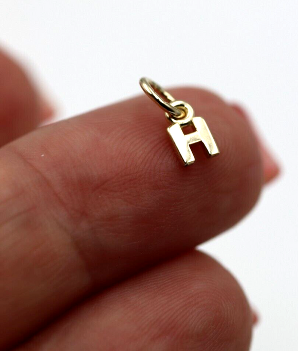 Genuine 9ct 9kt Genuine Tiny Very Small Yellow Gold Initial Pendant Charm H