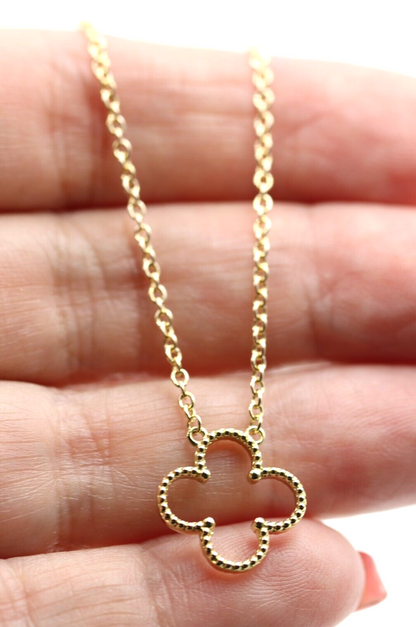 Kaedesigns New Genuine 9ct Yellow, Rose or White Gold 14mm Four Leaf Clover Pendant + Chain