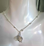 Sterling Silver 925 Freshwater White Pearl Cage Pendant + Necklace Chain