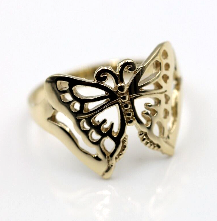 Kaedesigns New Size T Solid 9ct Yellow, Rose or White Gold Filigree Butterfly Ring 236