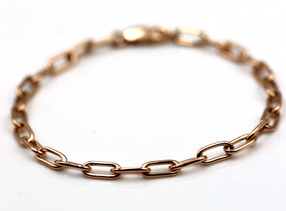 Genuine Handmade 19cm 9ct Rose Gold Paper Clip Paperclip Bracelet