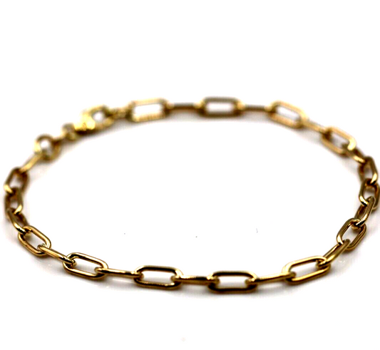 Genuine Handmade 19cm 9ct Yellow Gold Paper Clip Paperclip Bracelet -Free Post