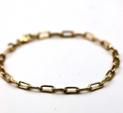 Genuine Handmade 19cm 9ct Yellow Gold Paper Clip Paperclip Bracelet -Free Post