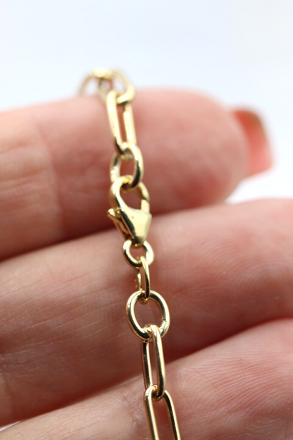 Genuine Handmade 19cm 9ct Yellow Gold Paper Clip Paperclip Bracelet -Free Post