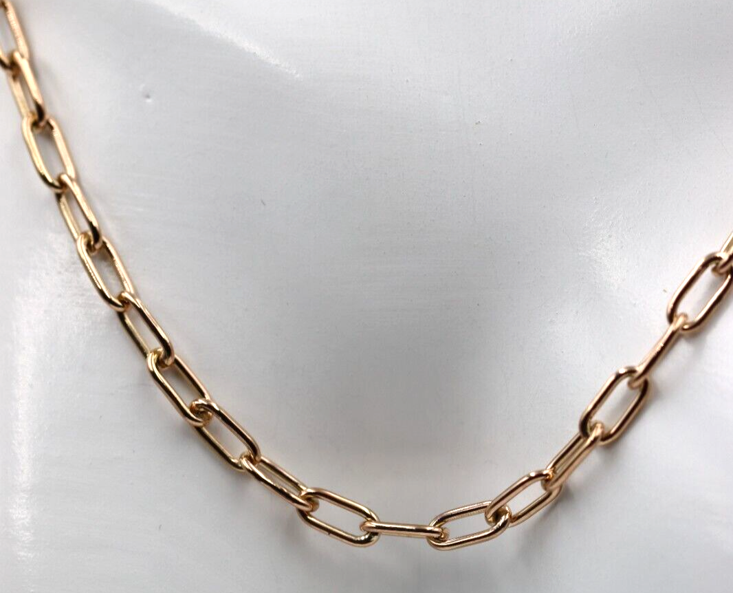 Handmade Genuine 45cm 9ct Rose Gold Paper Clip Chain Necklace - Free post