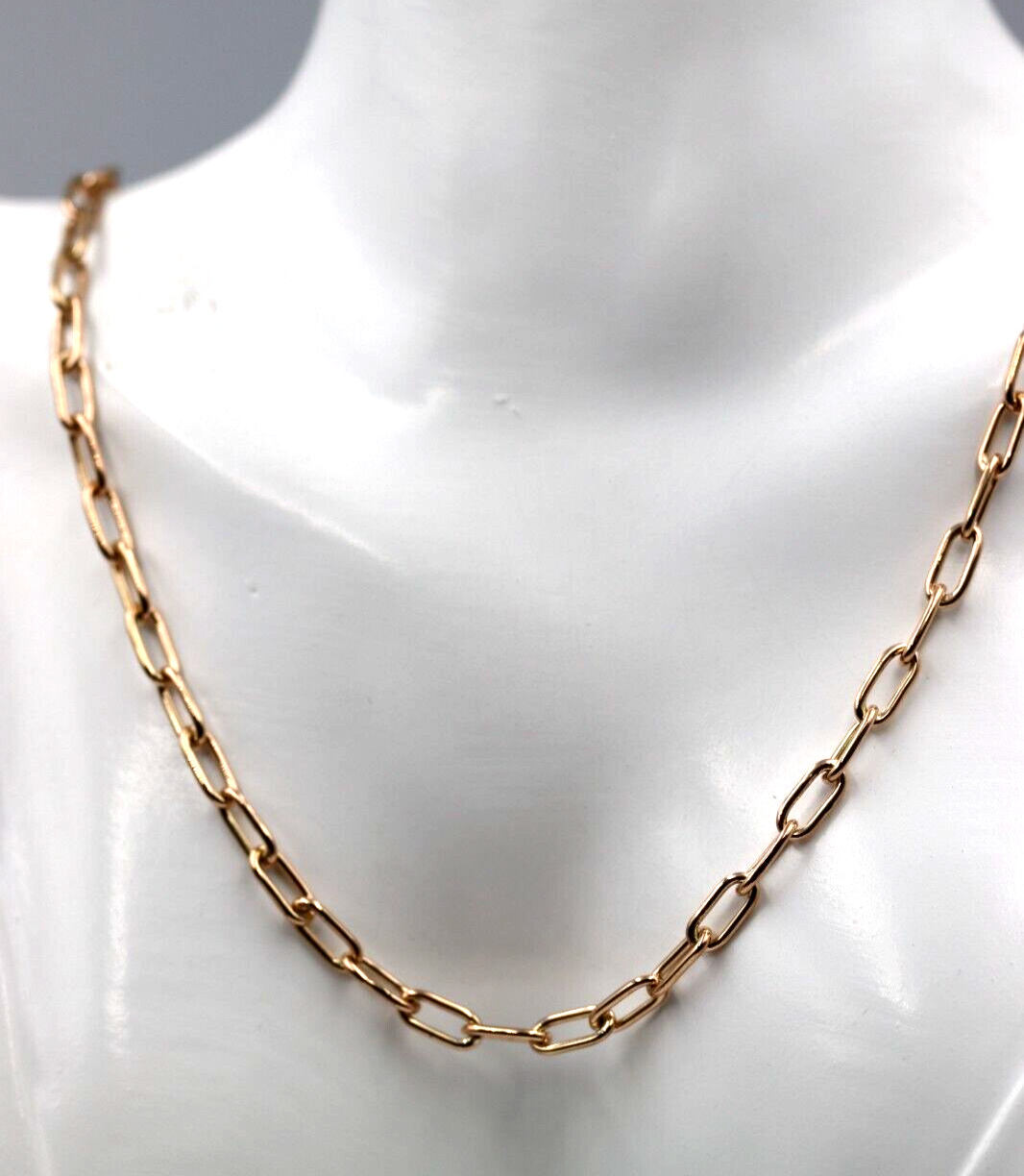 Handmade Genuine 45cm 9ct Rose Gold Paper Clip Chain Necklace - Free post